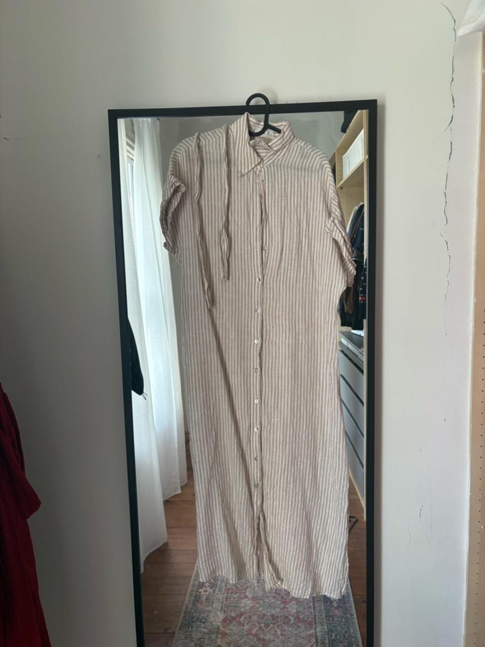 Mango Striped Maxi Shirt Dress in Beige and White - Picture 2 of 4